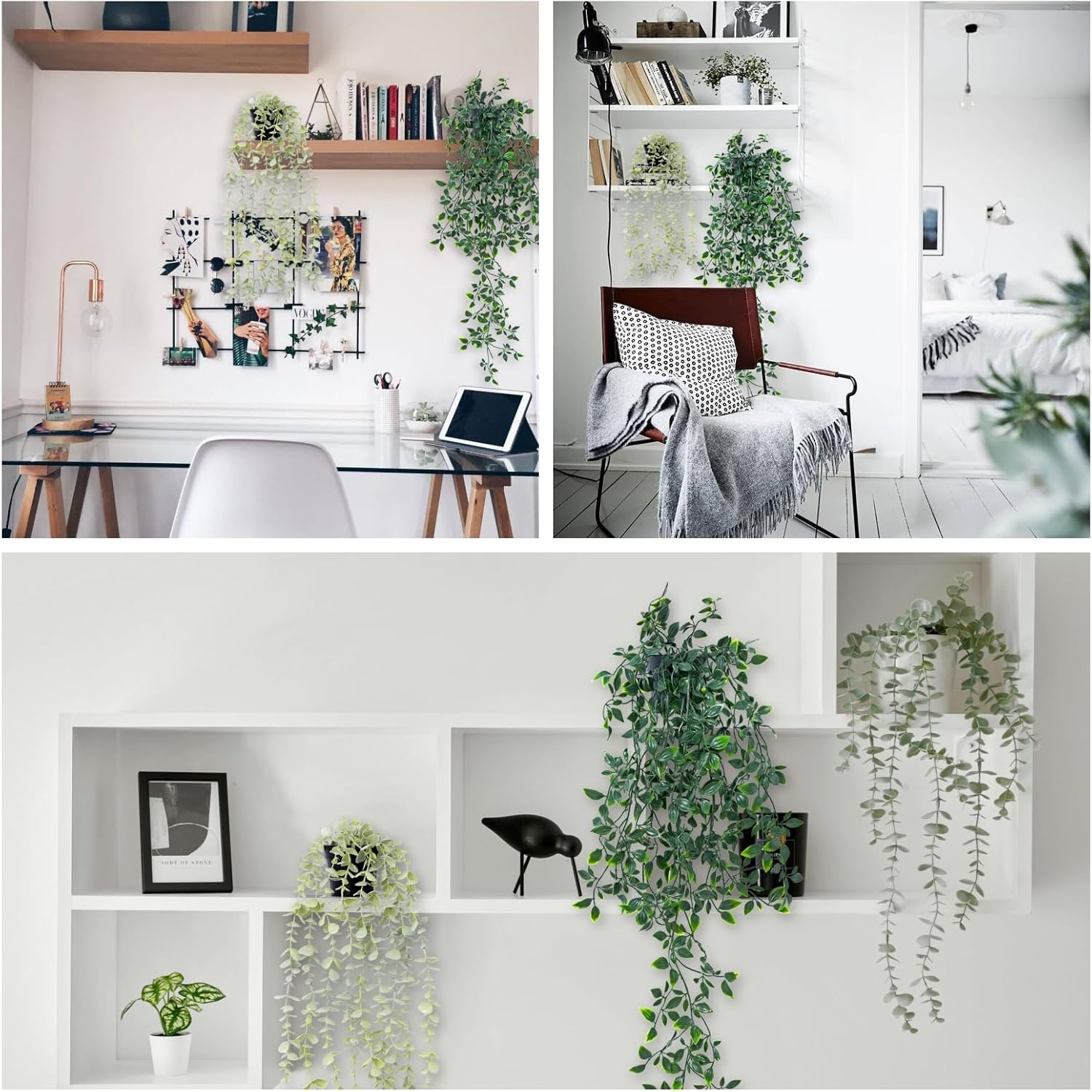 Freyalife 2pcs Artificial Hanging Plants for Decor
