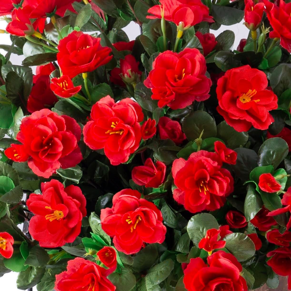 Faux Silk Red Camellia Flowers 3 Bundle Outdoor Decor