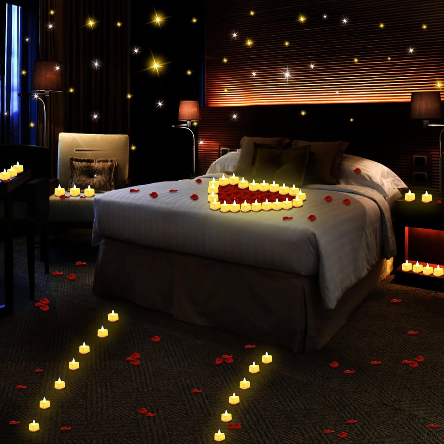 Acejoz Rose Petals and Candles Set for Romantic Decorations