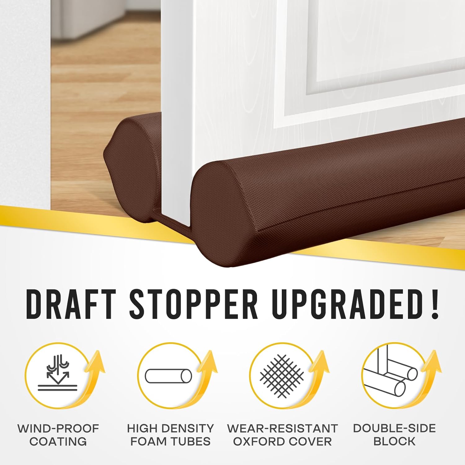 Comfyanno Under Door Draft Stopper - Brown 30 to 36 Door Fit