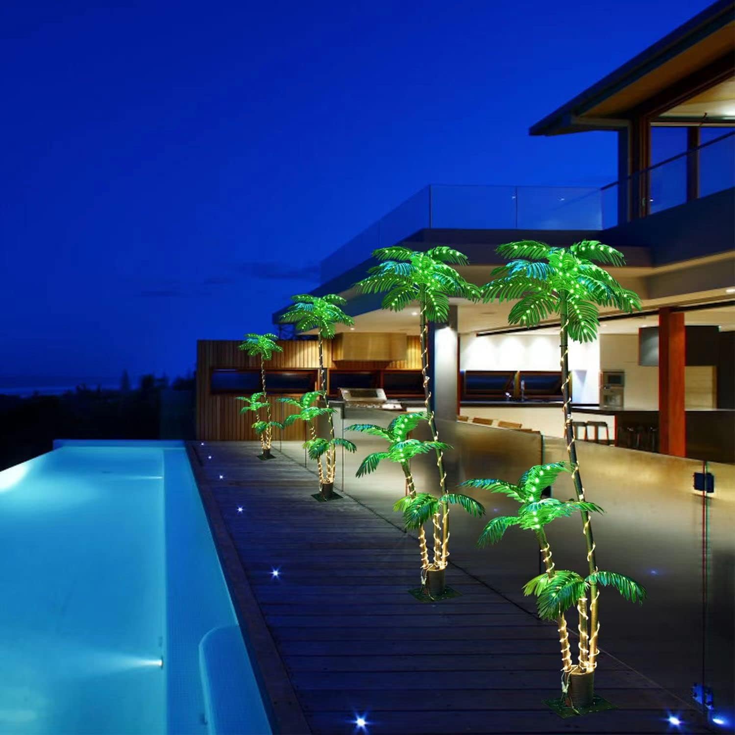 Artificial Palm Tree with 260 LED Lights 7 Feet 3 Trunks