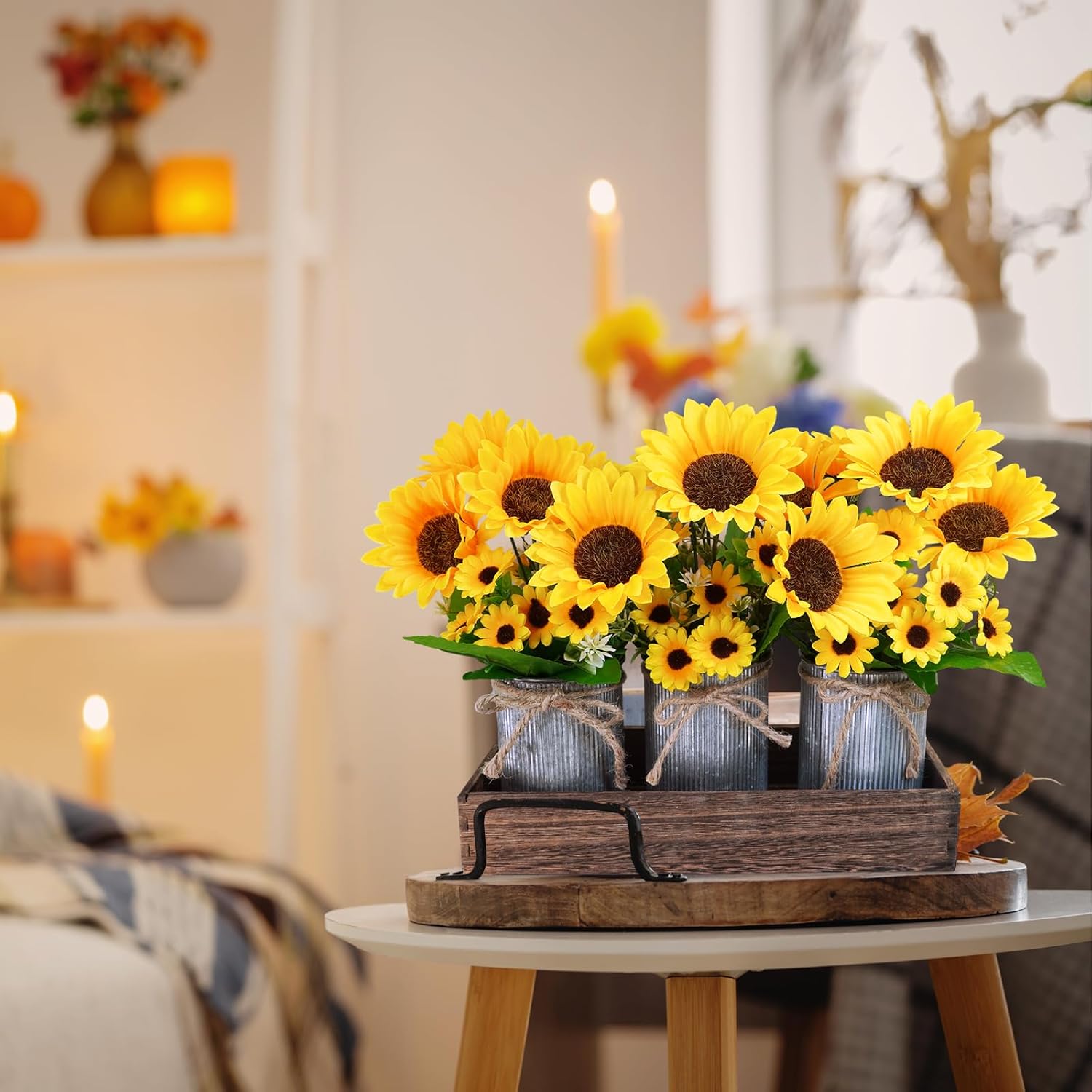 Winlyn 3 Piece Artificial Sunflower Farmhouse Decor Set