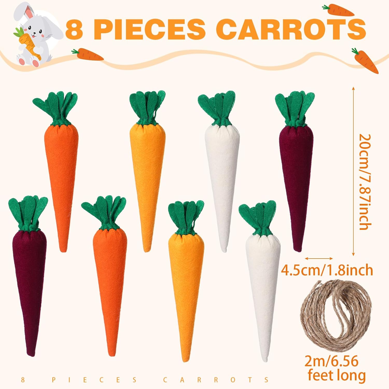 Skylety 8 Piece Easter Carrot Decor Set