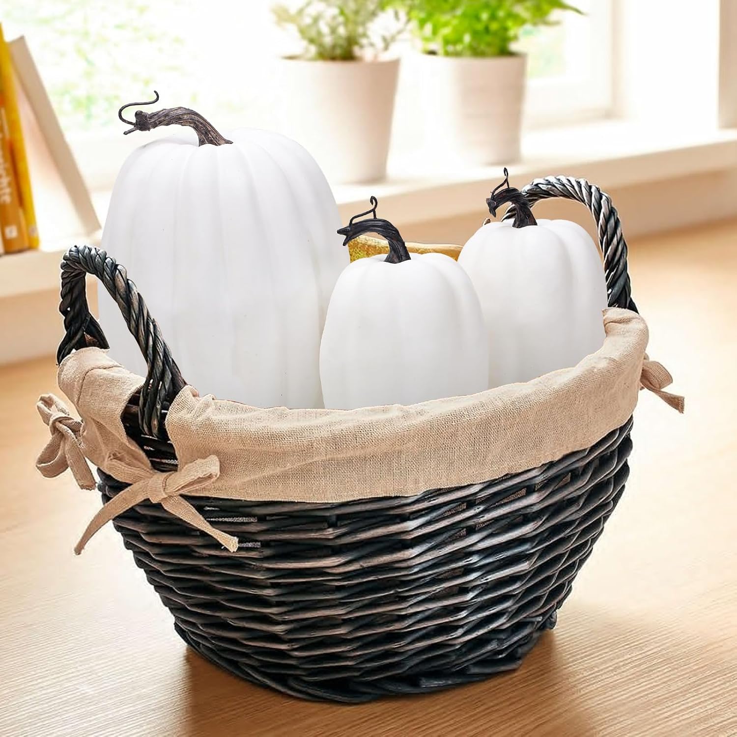 Quancru 3pcs White Artificial Foam Pumpkin Decorations
