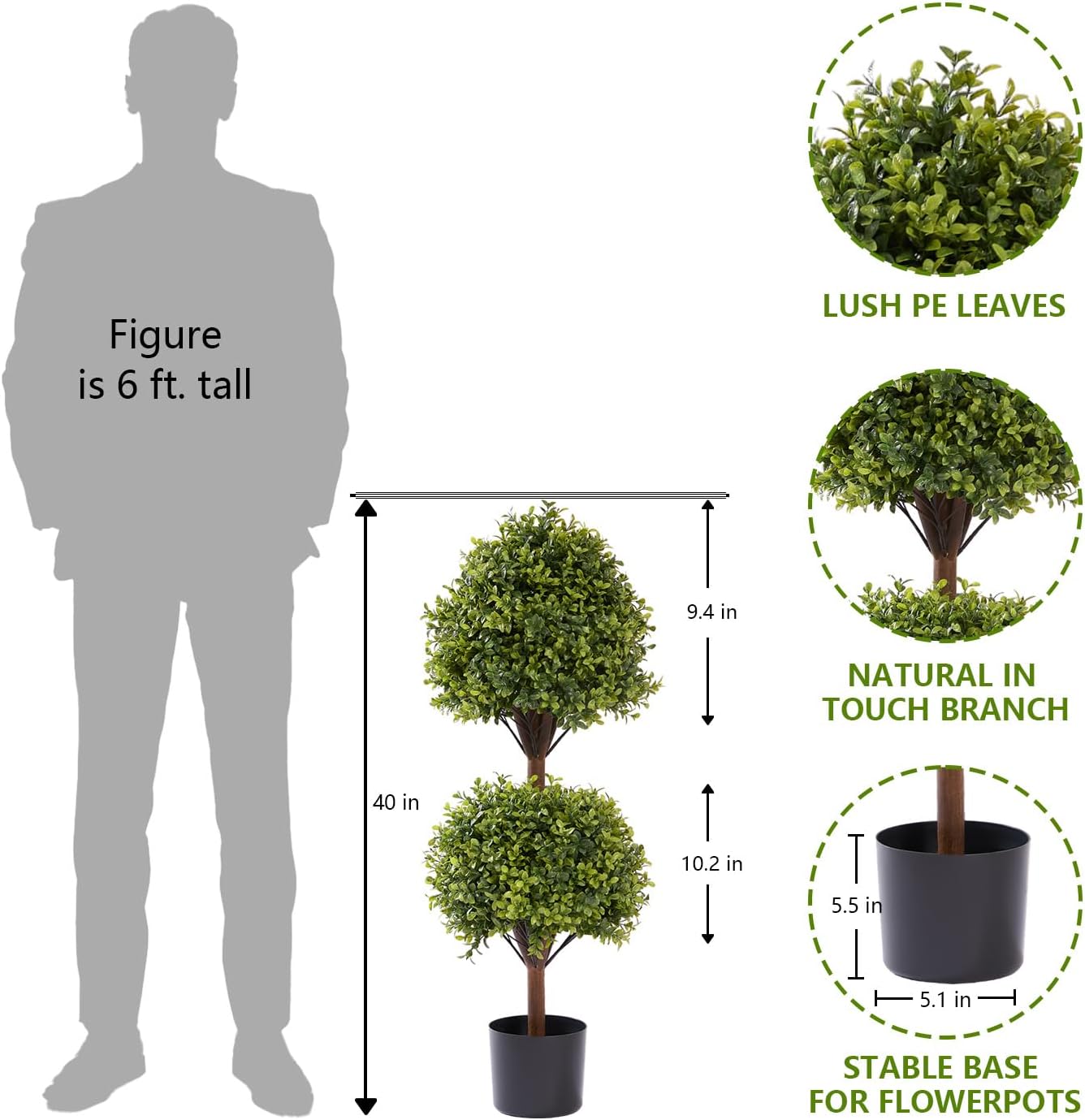 THE BLOOM TIMES Artificial Boxwood Topiary Set of 2