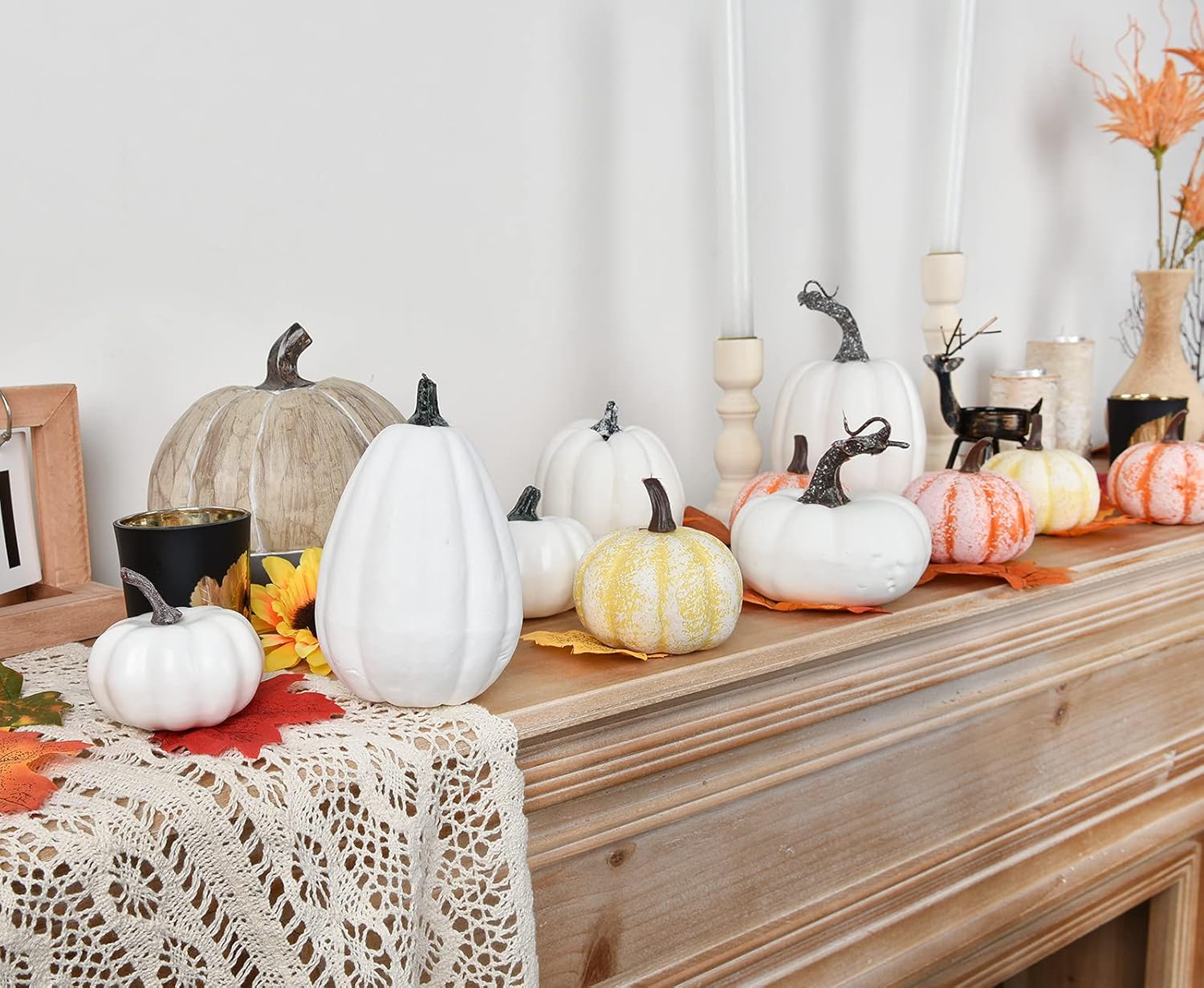 DearHouse 12 Pcs Artificial Pumpkins Fall Decoration Set