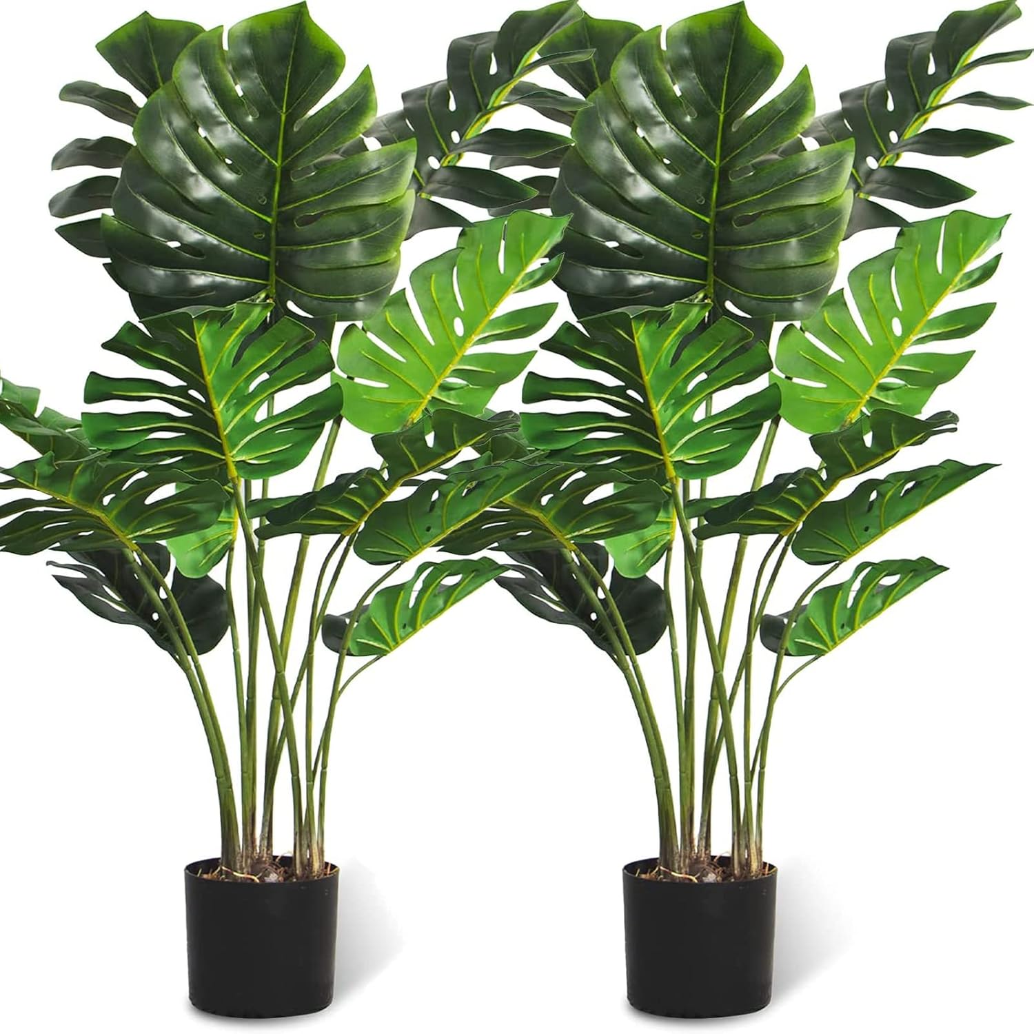 Floworld Artificial Monstera Plant 4FT Tall 2 Pack Fake Trees