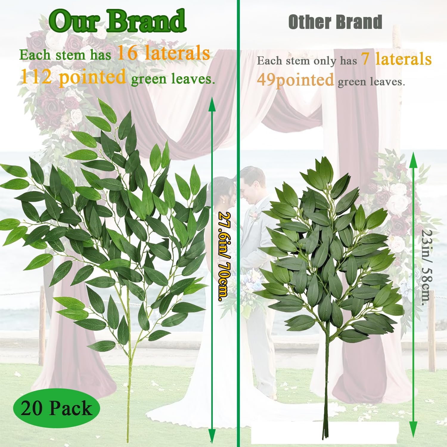 Artificial Italian Ruscus Greenery Stems 20 Pack
