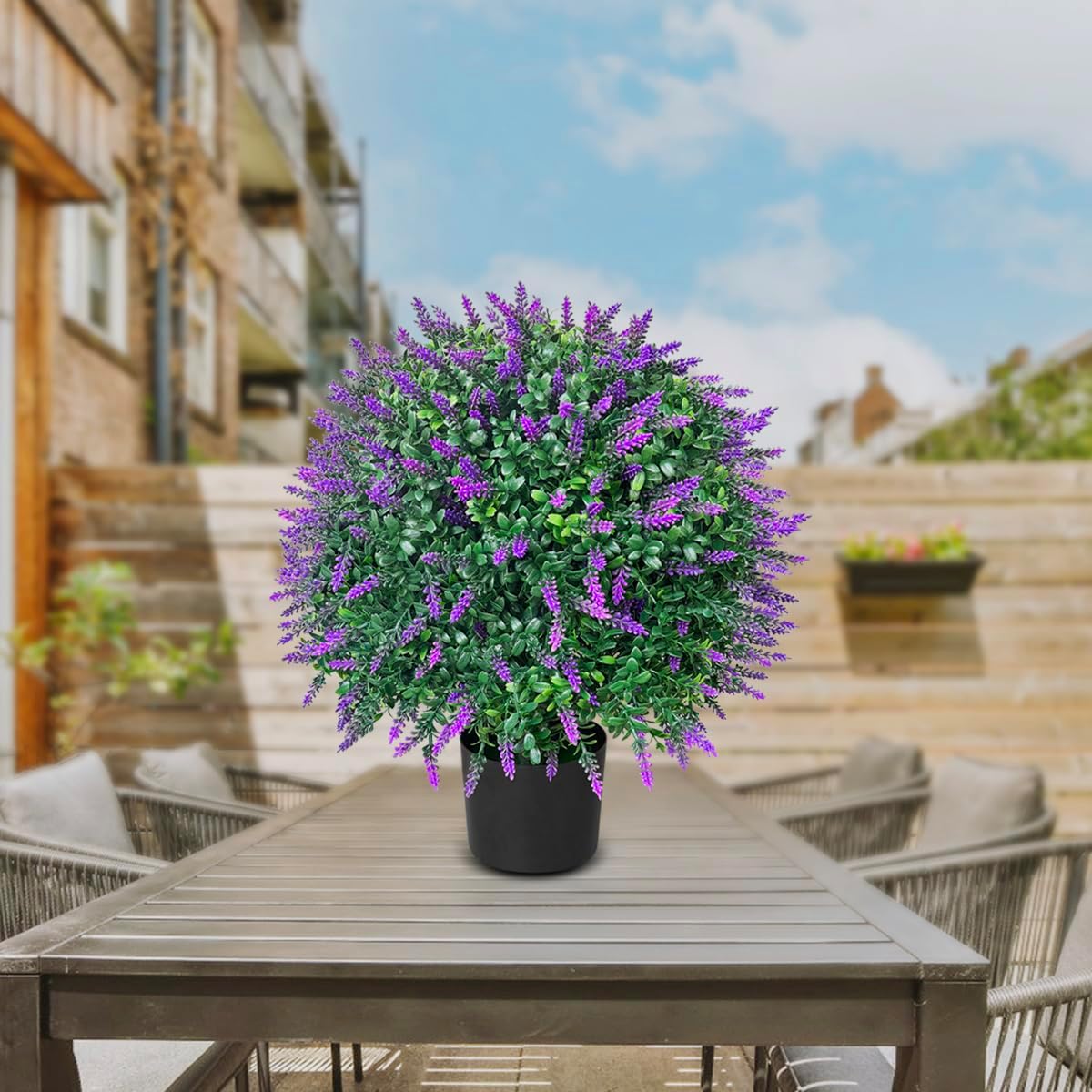 WAYNHUI Artificial Lavender Topiary Ball Trees Set of 2