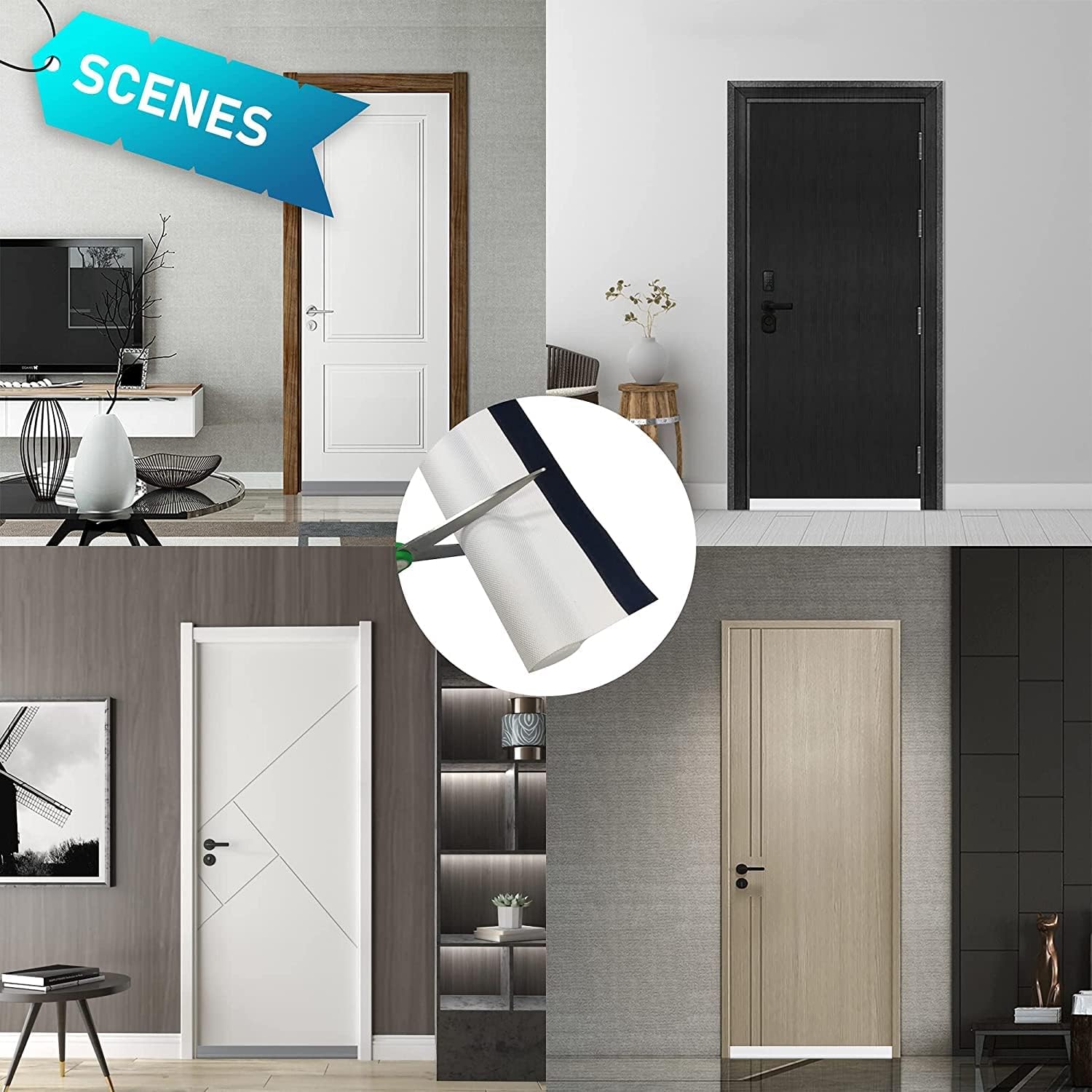 SYIPO One Sided Door Draft Stopper 37 Inch Black
