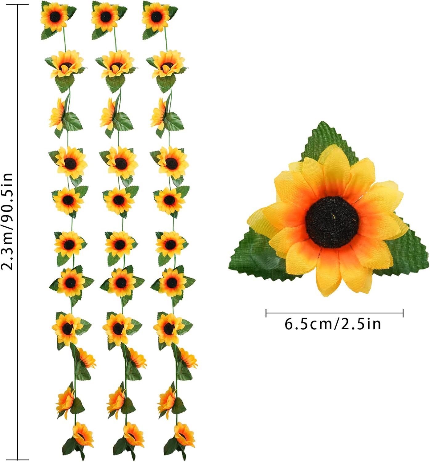 Uieke 3 Pack Artificial Sunflower Garland