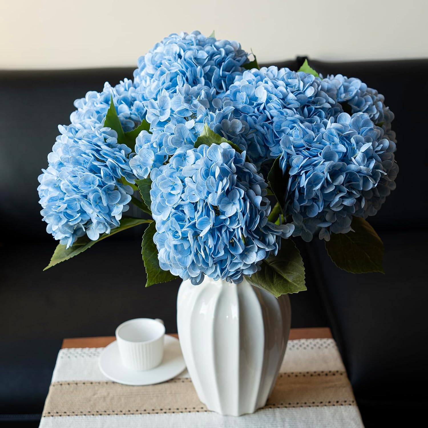 3PCS 22 Inch Realistic Artificial Hydrangea Flowers Blue