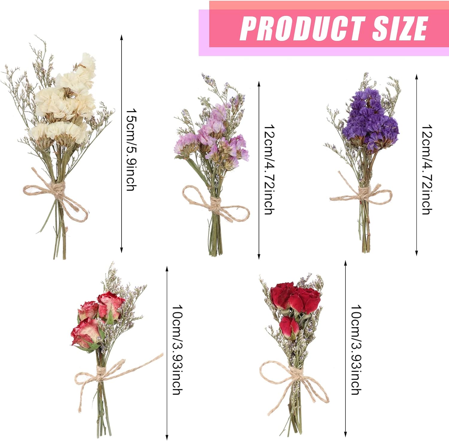 10 Pack Mini Dried Flower Bouquets with Stem Forget Me Not