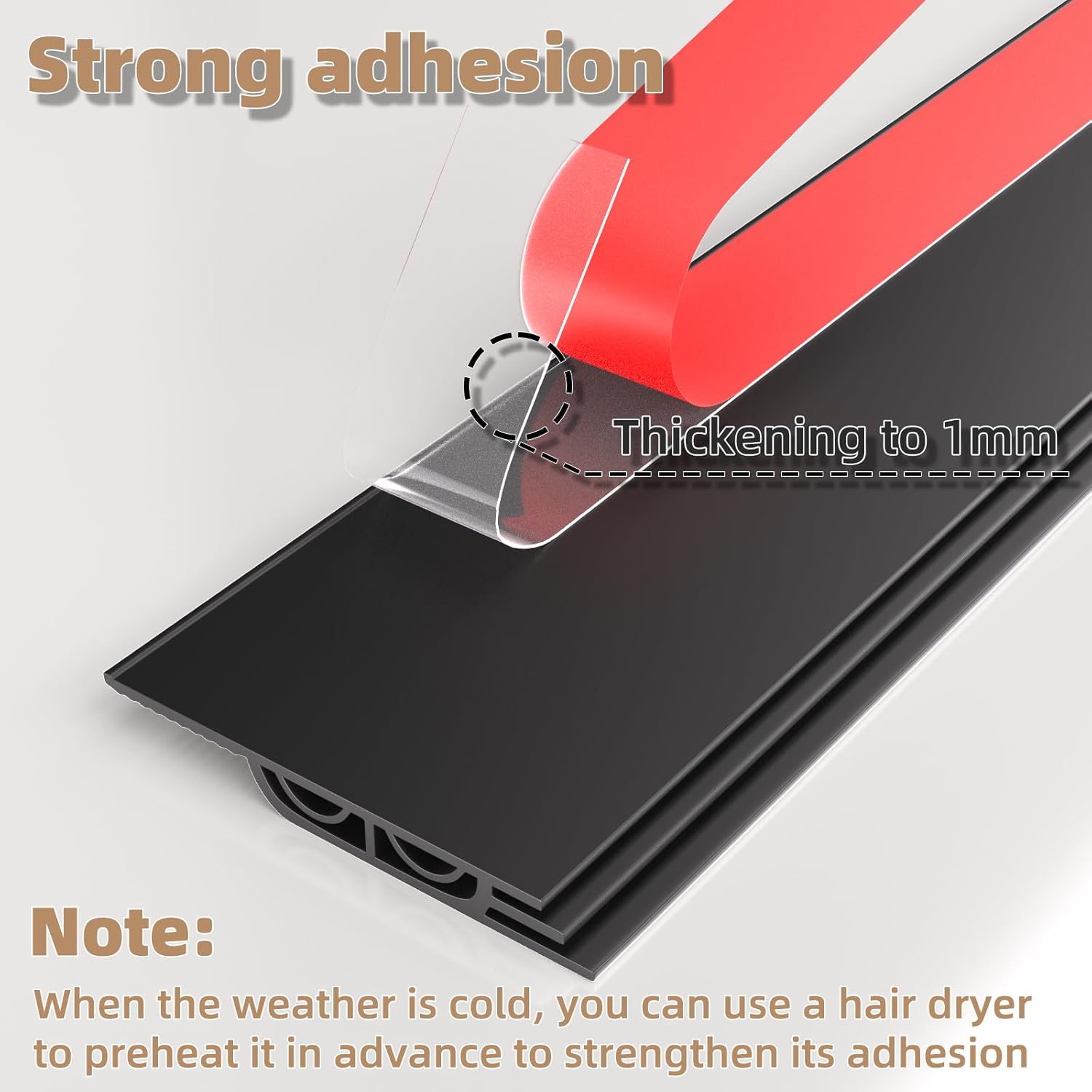 KNEELISA 78 Inch Black Door Draft Stopper Soundproof Seal Strip