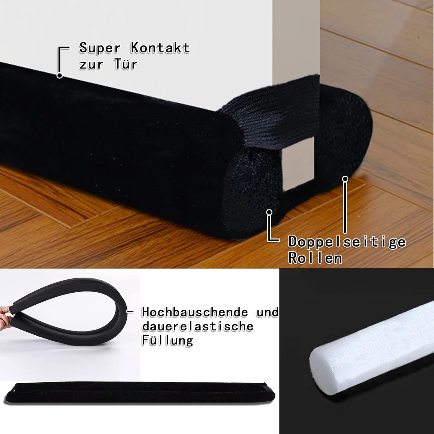 BKSAI Door Draft Stopper for 29-35 Inch Doors Black