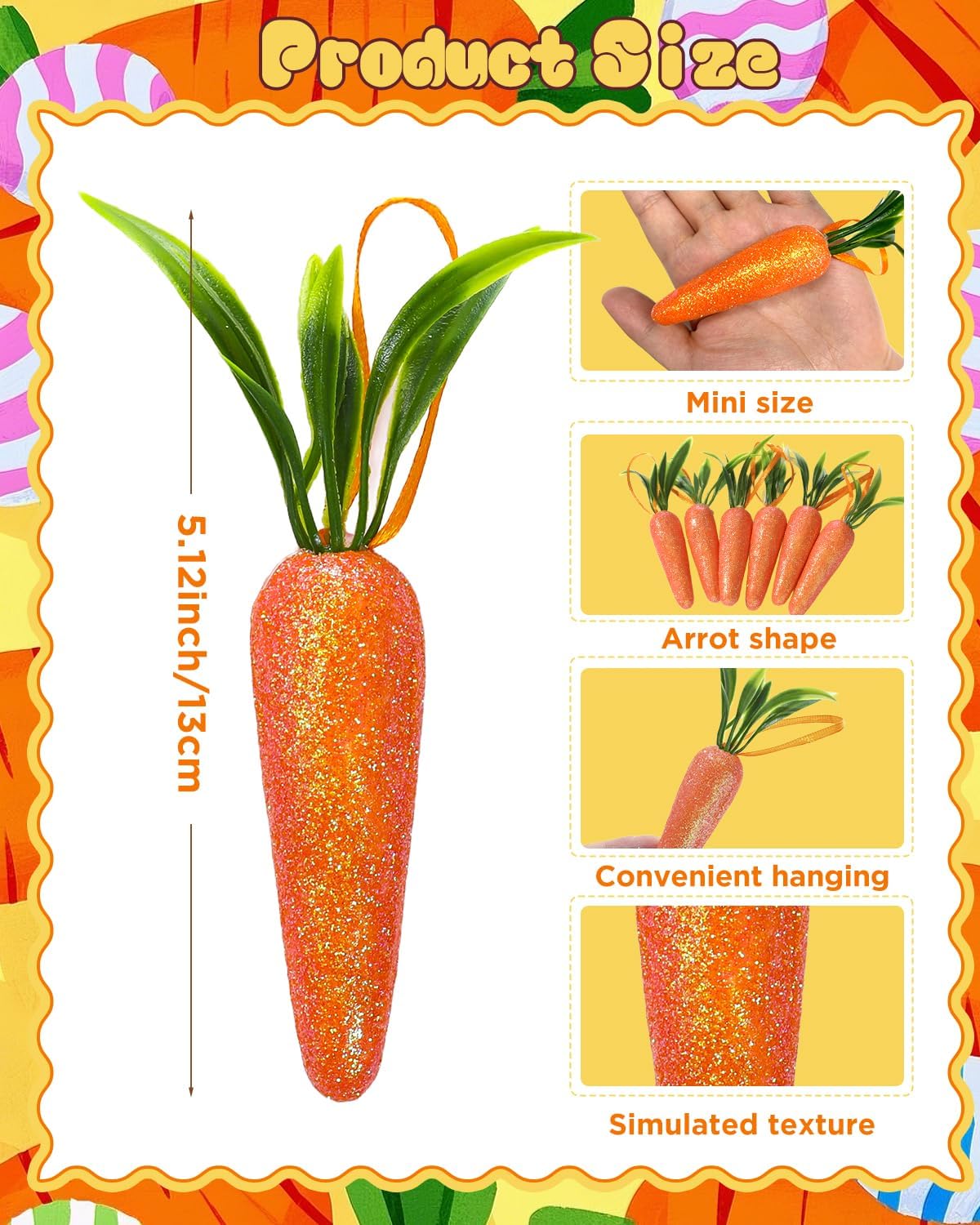 18 Pieces Artificial Carrots for Easter and Christmas Decor