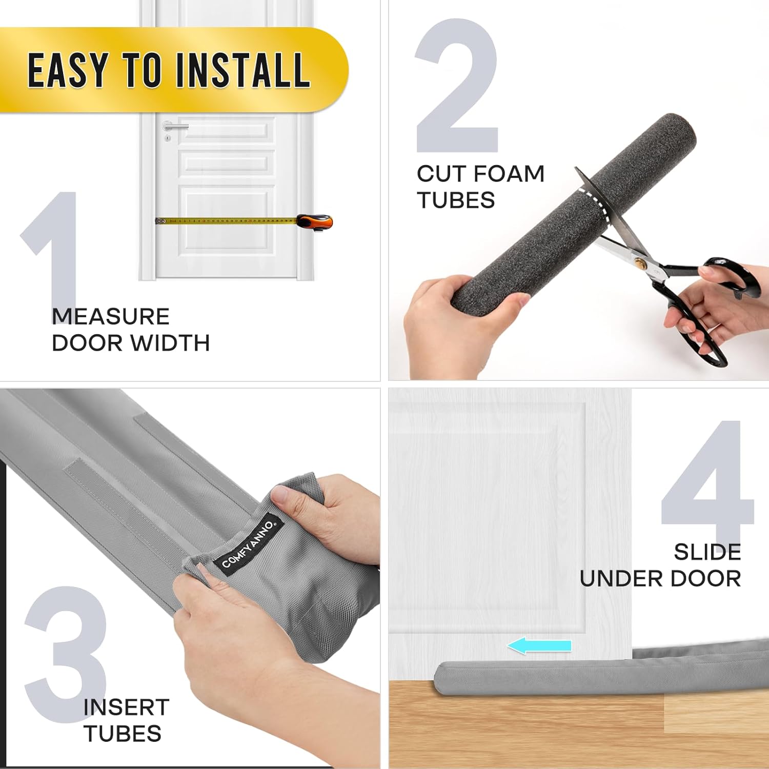 Comfyanno Under Door Draft Stopper - Gray
