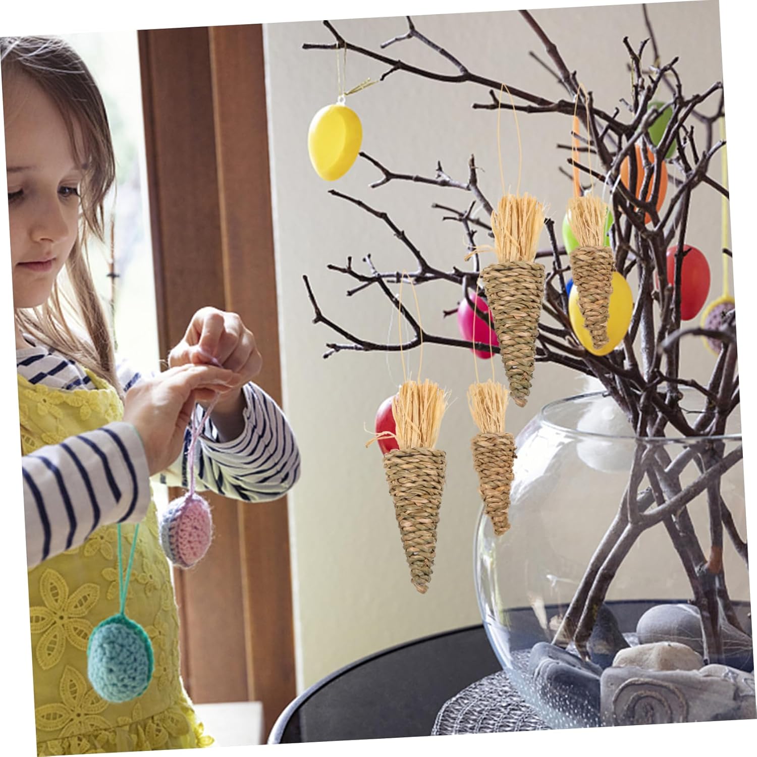 LIFKOME 8pcs Woven Carrot Hanging Easter Decor