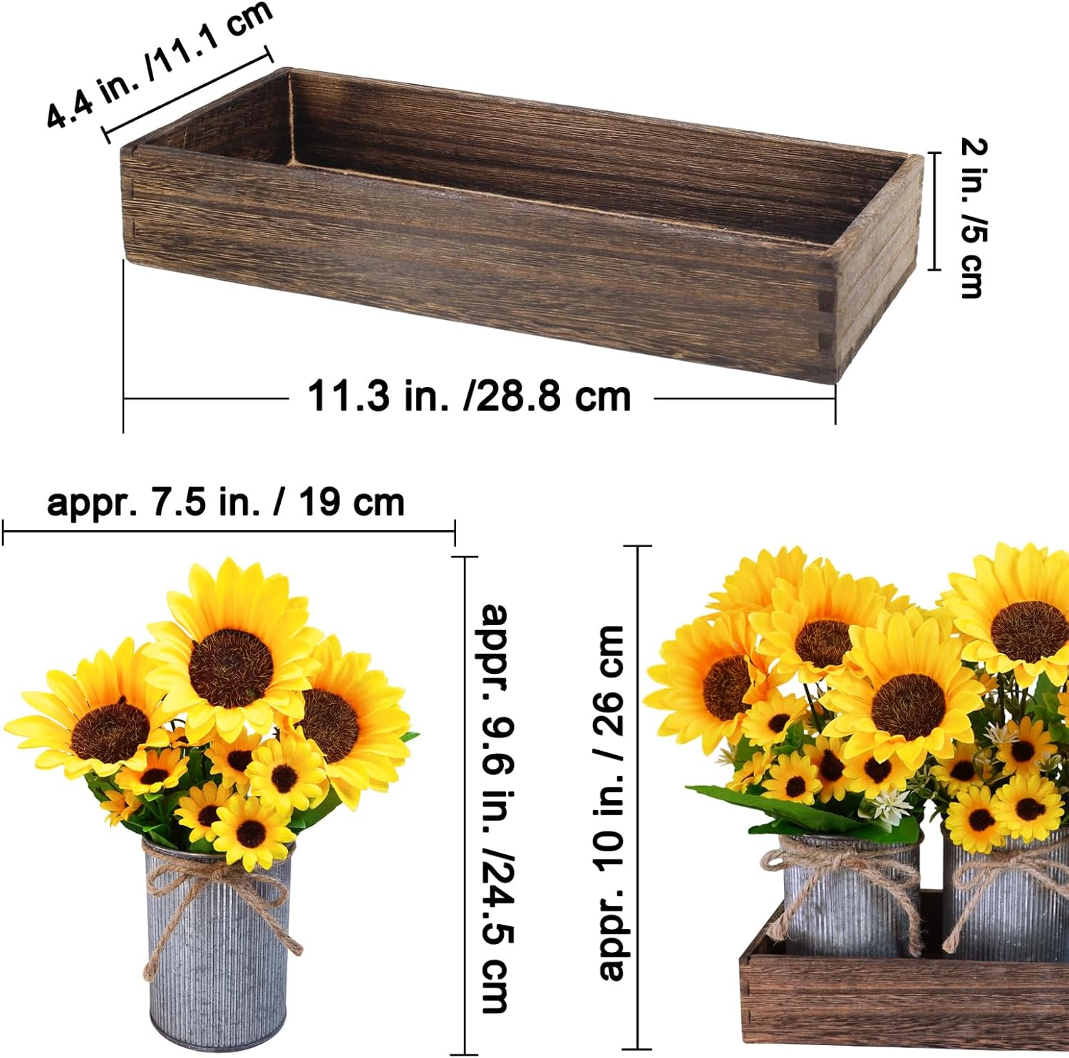 Winlyn 3 Piece Artificial Sunflower Farmhouse Decor Set
