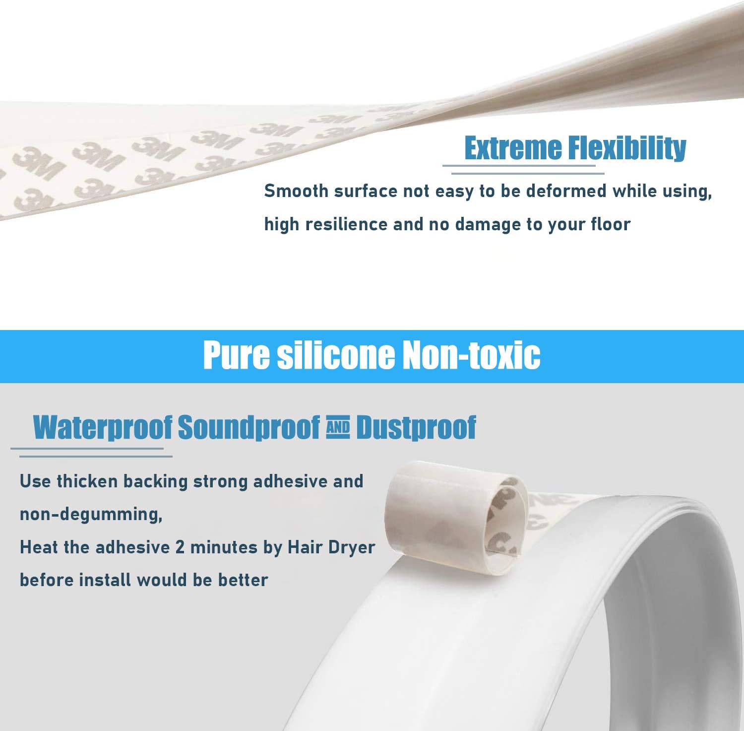 SYIPO Under Door Draft Stopper 39 inch White 2 Pack