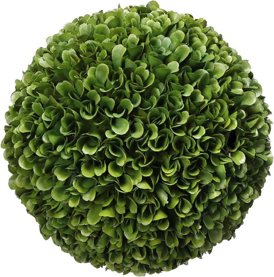 Benjara Faux Boxwood Topiary Ball Green