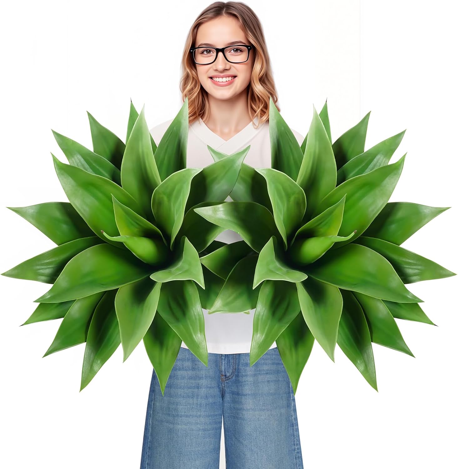 Velener Artificial Agave Plant Set 28 Inch UV Resistant