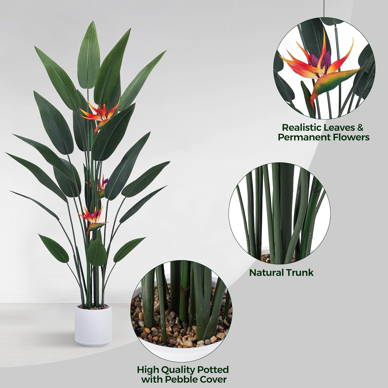 Jocoevol Artificial Bird of Paradise Plant 5ft Tall
