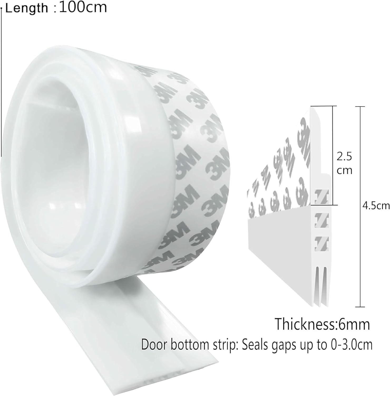 NC Door Draft Stopper 39 Length White Heat Insulation