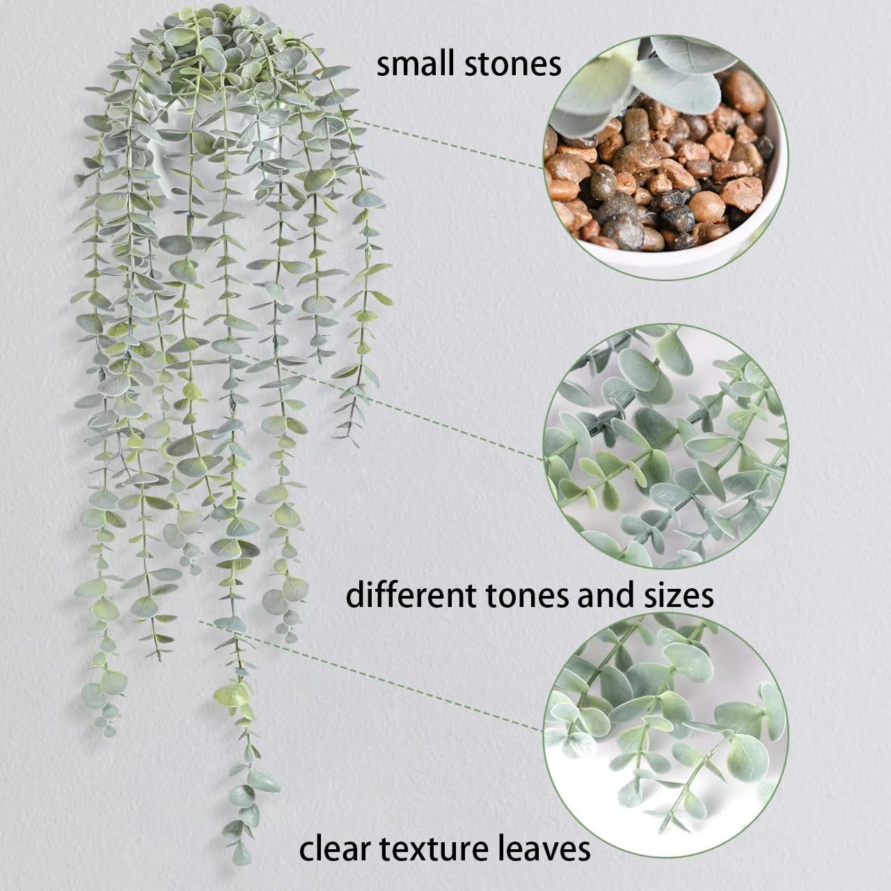 BACAMA Decorative Hanging Plants Faux Ivy Eucalyptus Vine