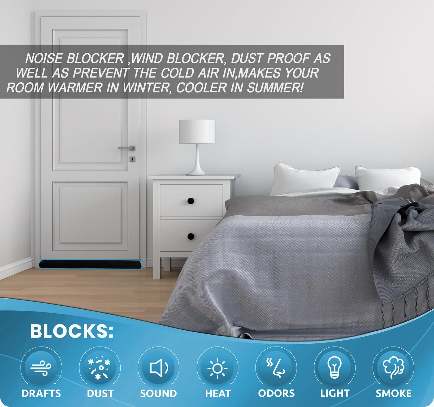 Two Sided Adjustable Door Draft Blocker 30-37 Inch