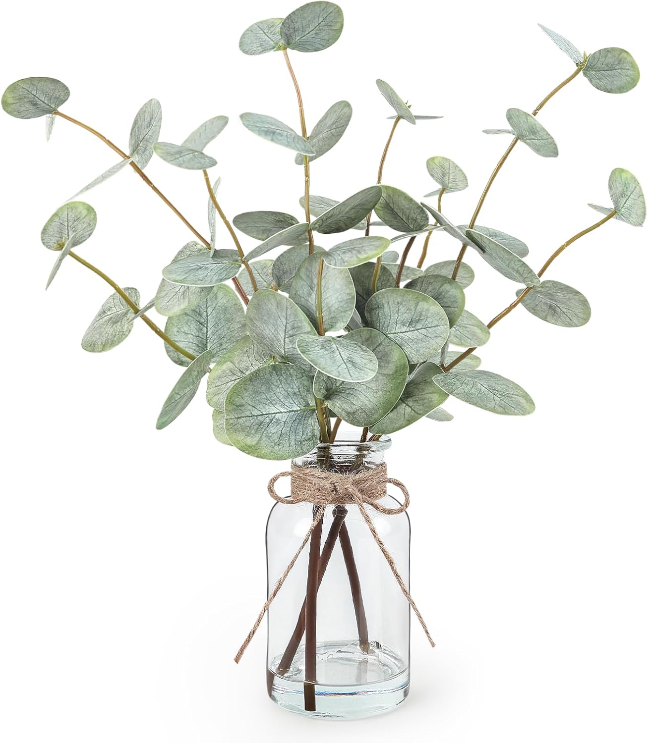 Bessol Artificial Eucalyptus Stems in Glass Vase 135 Inch Decor