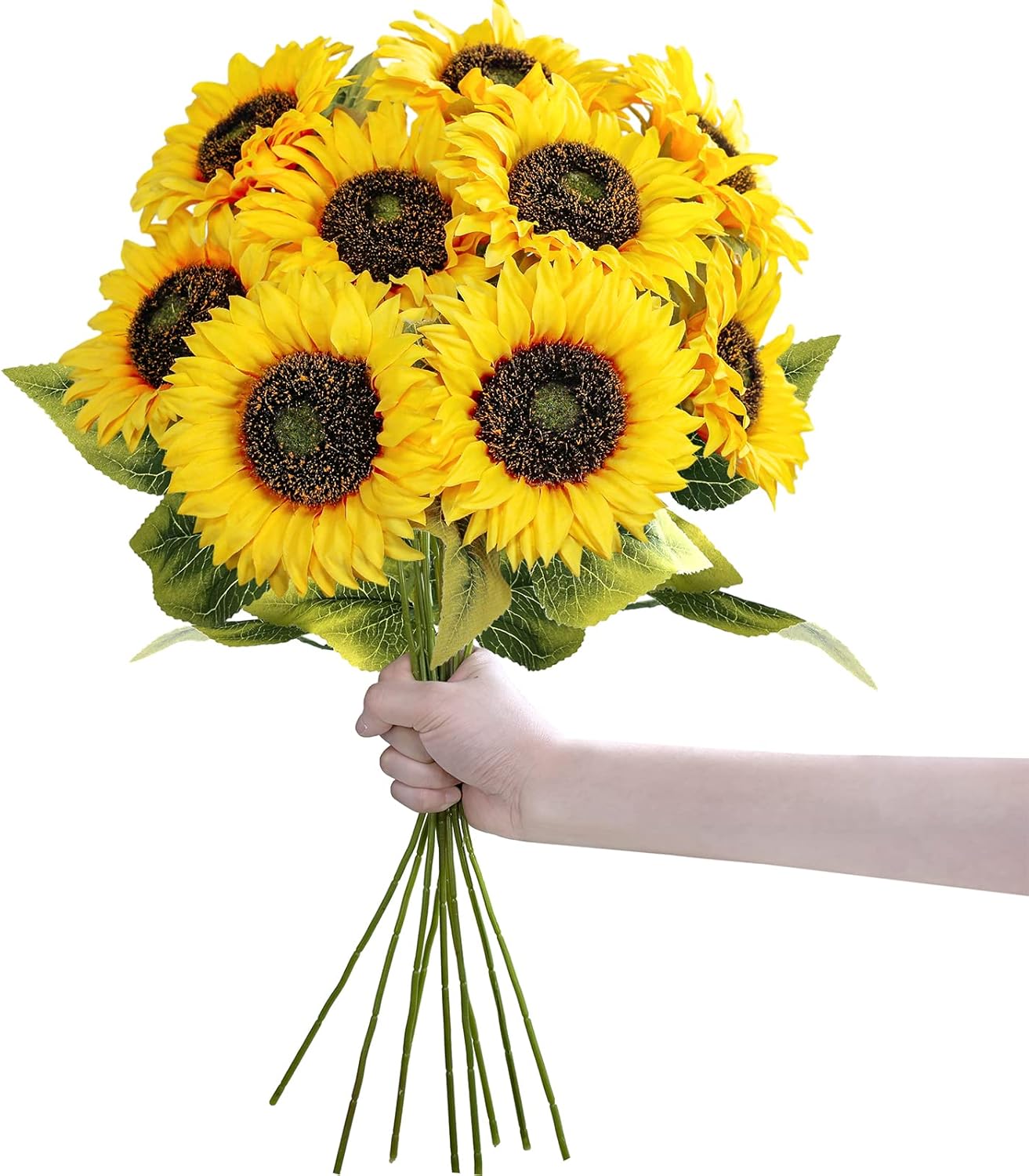 Winlyn 9-Pack Artificial Sunflower Stems for Vase Bouquets Centerpieces