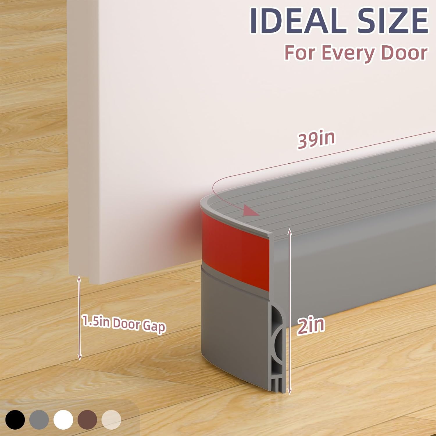 OXRQ Door Draft Stopper 39 Inch Gray