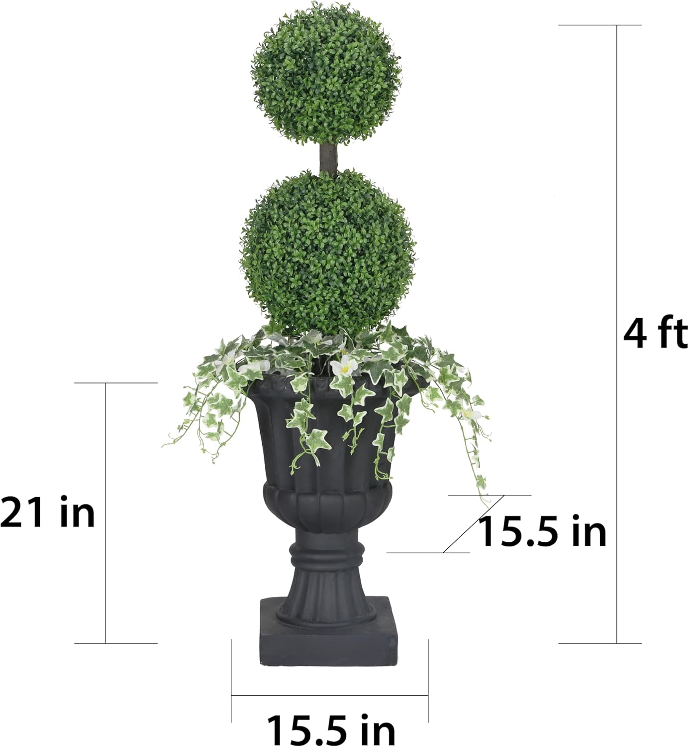 Puleo International 48 Inch Boxwood Artificial Topiary Tree