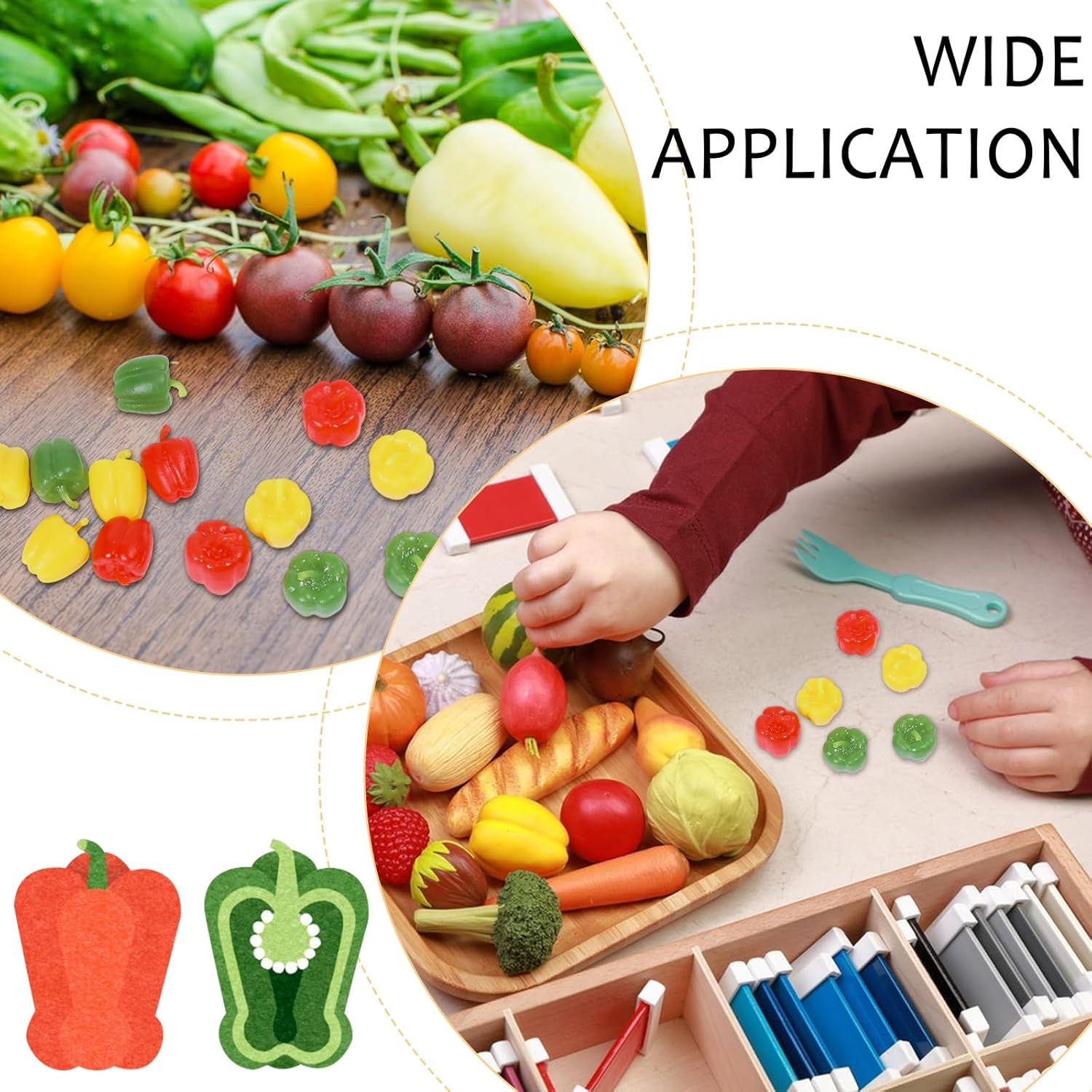 CHGCRAFT 36Pcs Mini Artificial Bell Peppers 3Colors