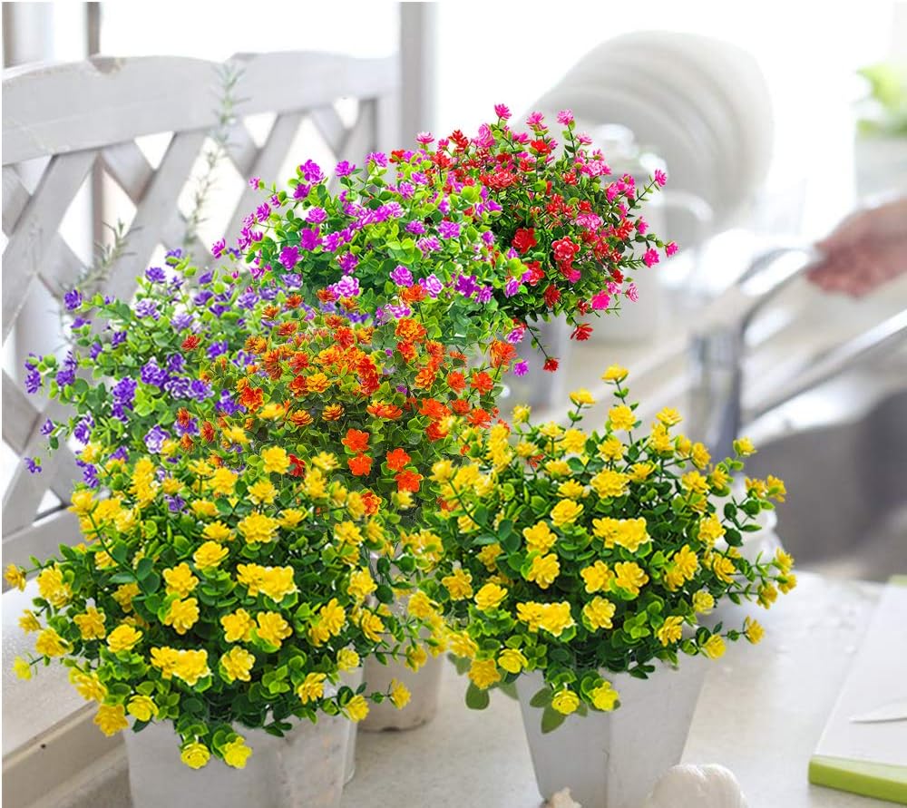 10 Bundles Yellow-Eucalyptus Artificial Flowers