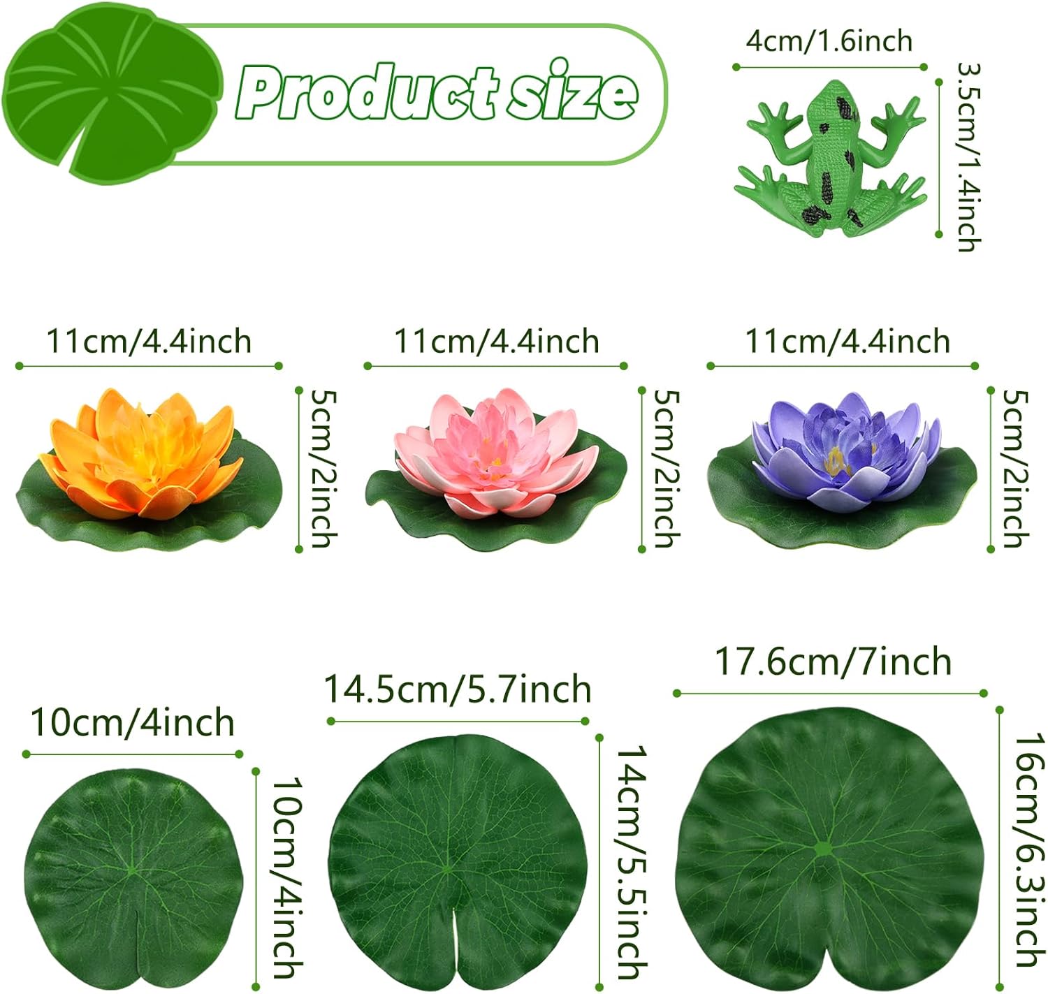 10pcs Floating Foam Lotus Flowers with Artificial Frog