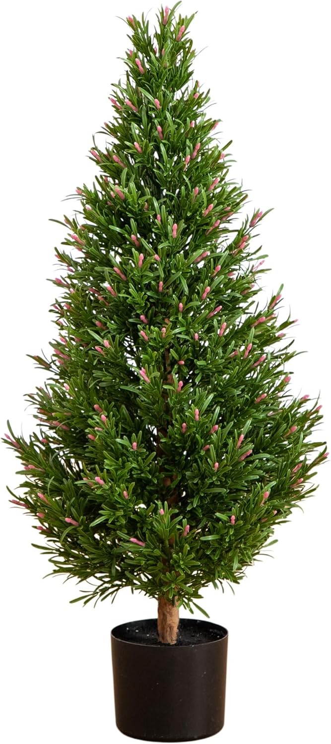 Nearly Natural 3ft UV Resistant Artificial Rosemary Cone Topiary Tree