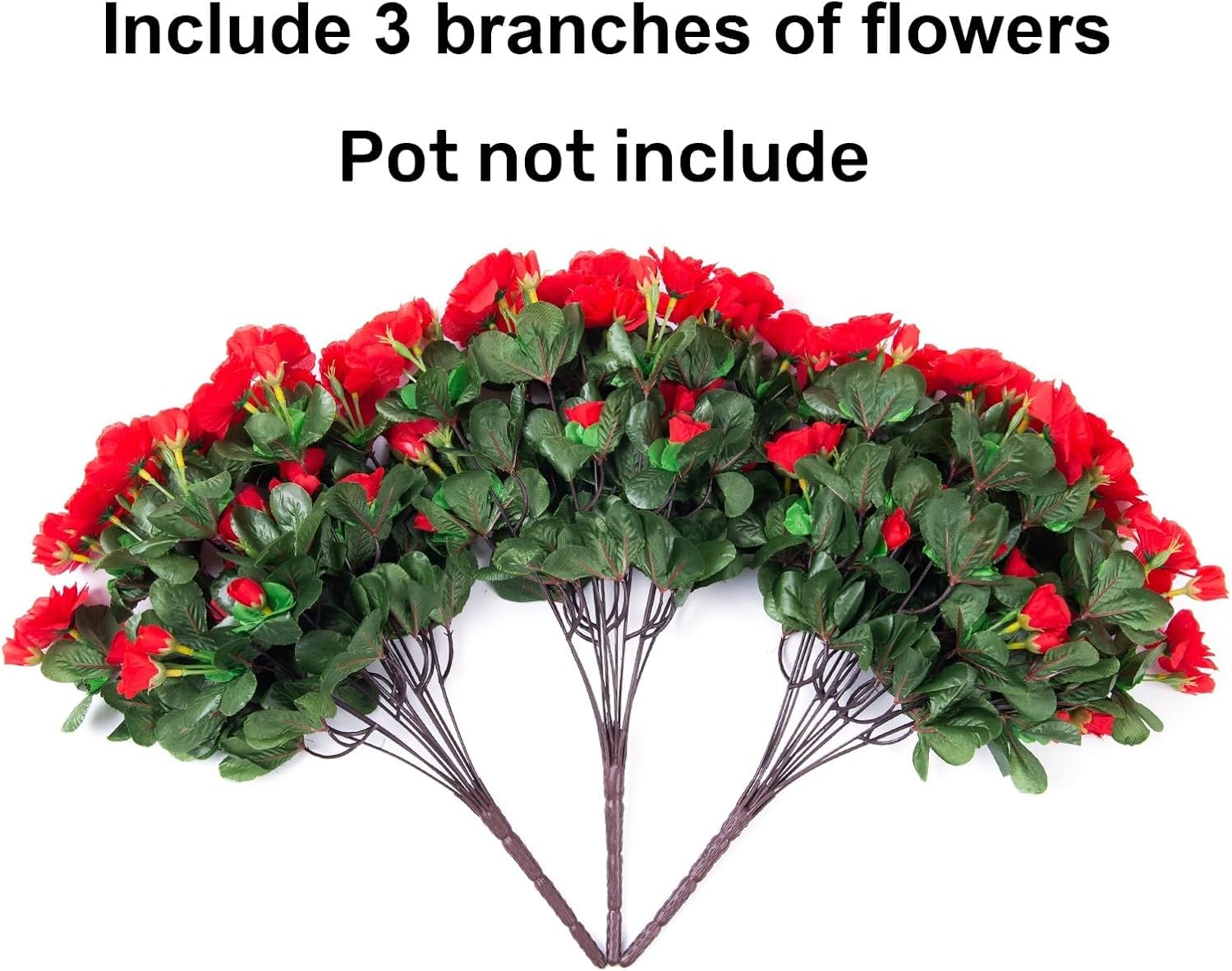 Faux Silk Red Camellia Flowers 3 Bundle Outdoor Decor