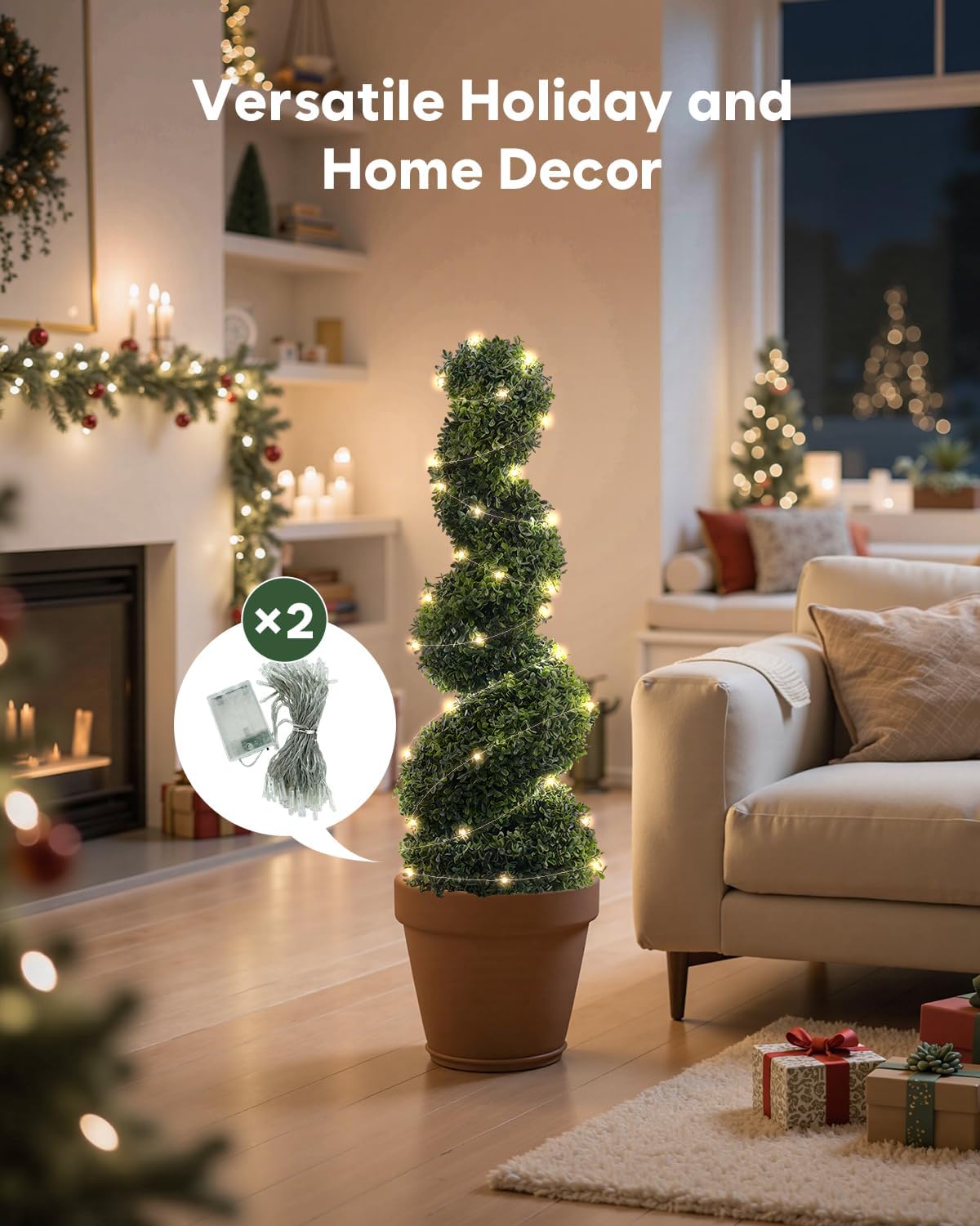 FutureNest Artificial Boxwood Topiary Trees 3ft 2 Piece Set