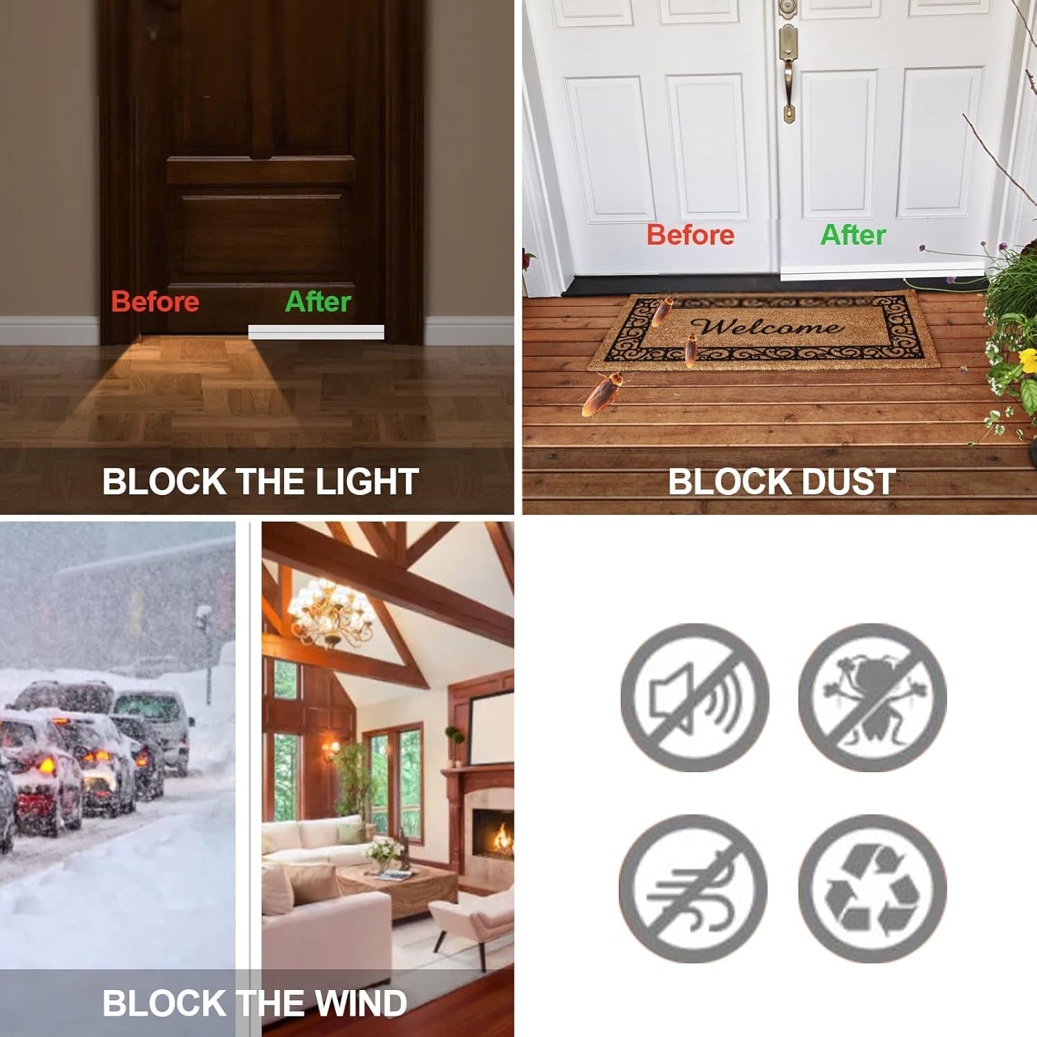 NC Door Draft Stopper 39 Length White Heat Insulation
