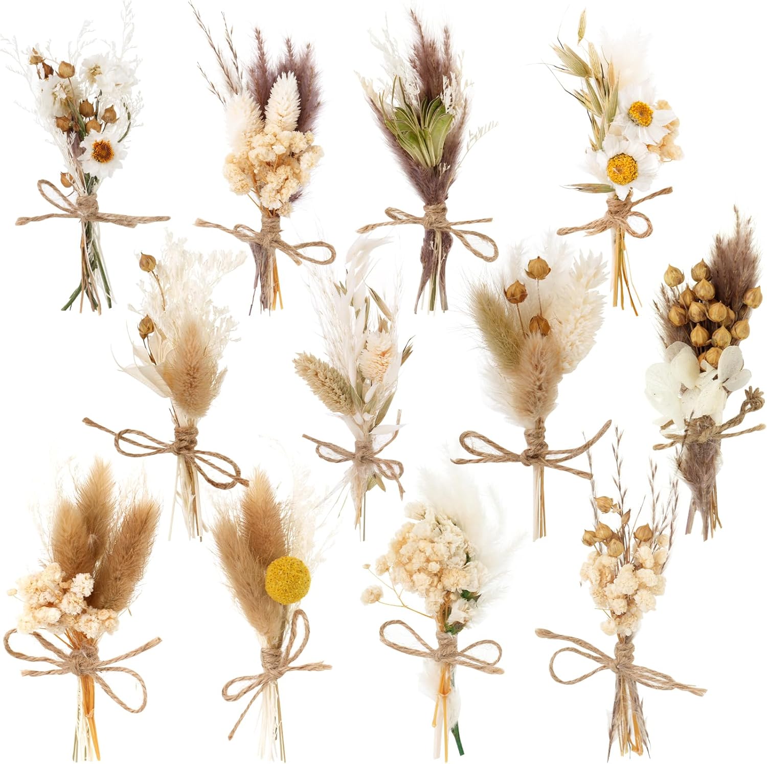 VAIPI 12 Pack Mini Dried Flower Bouquet Boho Artificial Arrangement
