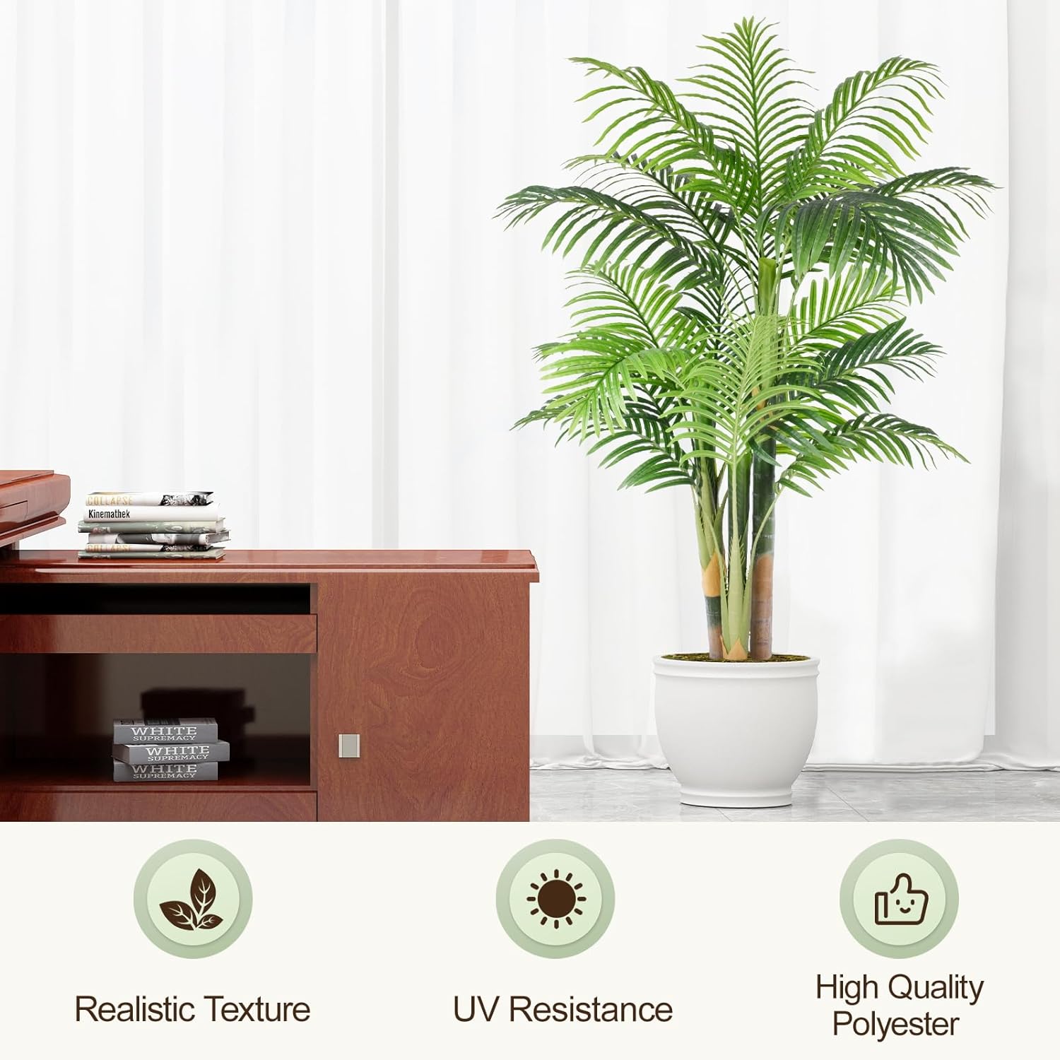 5ft Triple Golden Cane Palm Artificial Tree in Pot