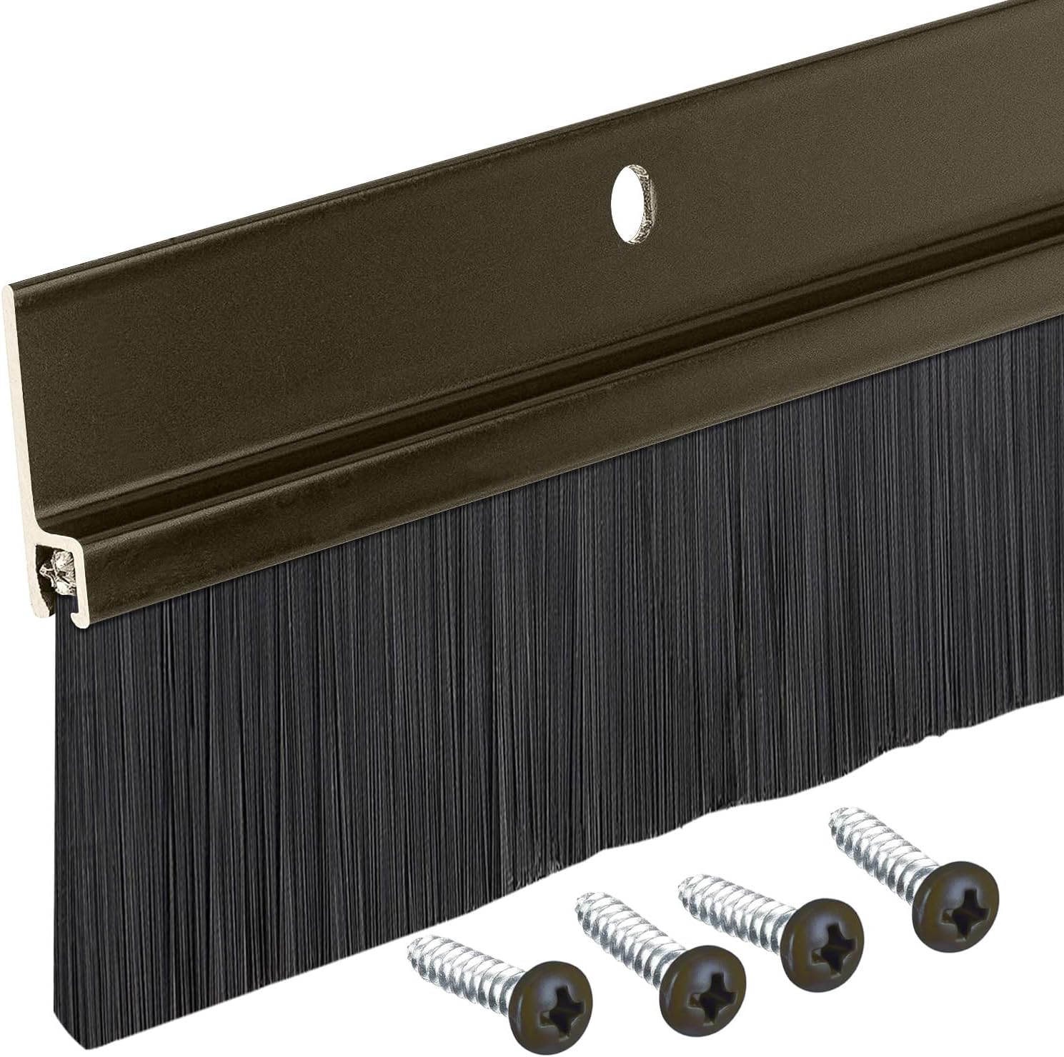 Randall Door Sweep with Black Brush and Brown Trim