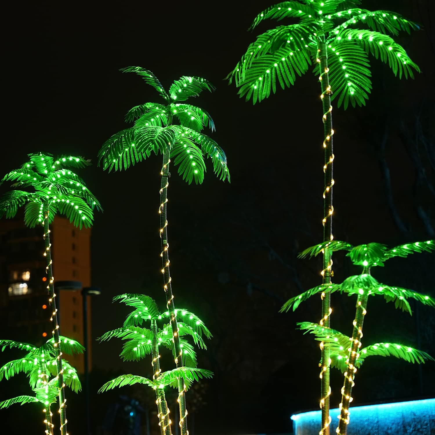Artificial Palm Tree with 260 LED Lights 7 Feet 3 Trunks