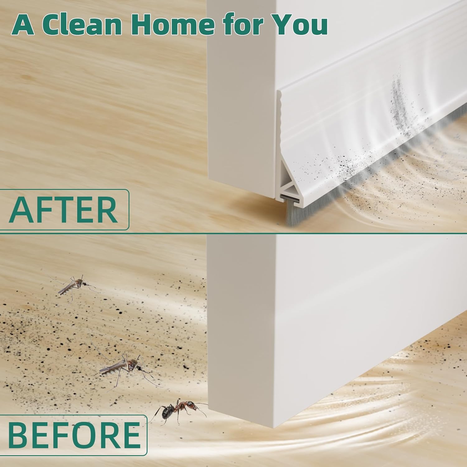 Vannesse Door Draft Stopper with Brush 39 Inch 2 Pack