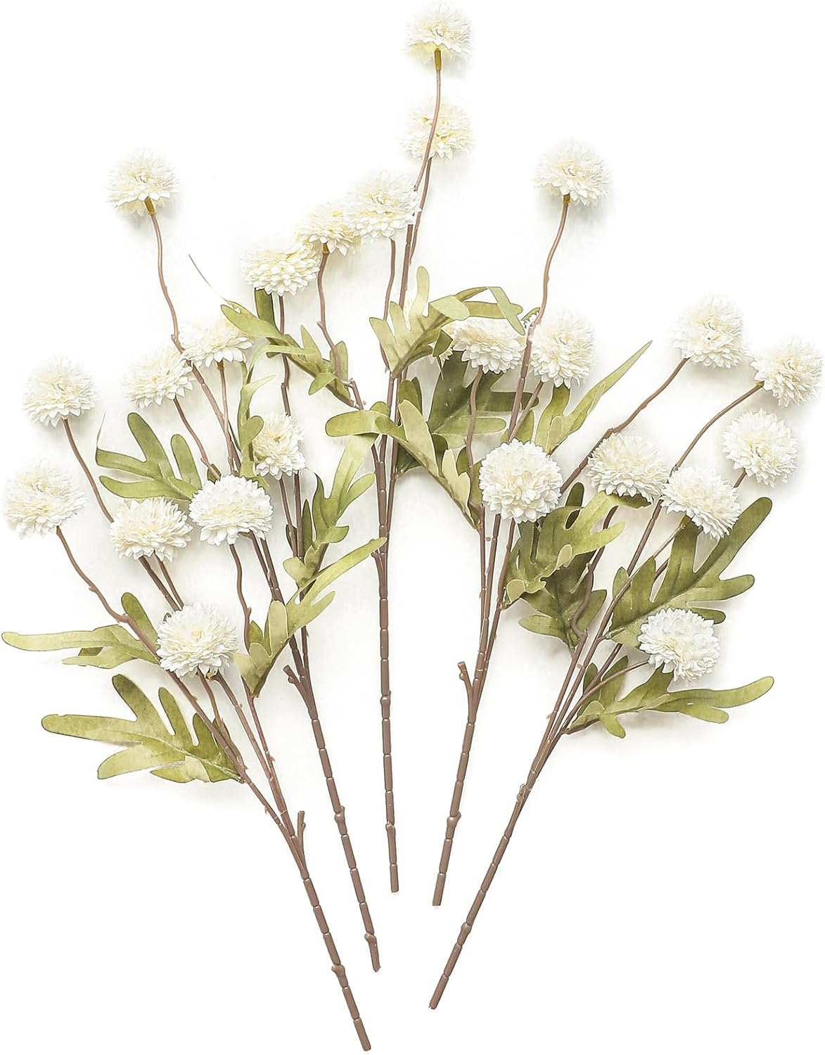 Floroom 5pcs Faux Silk Pompon Mums Artificial Flowers