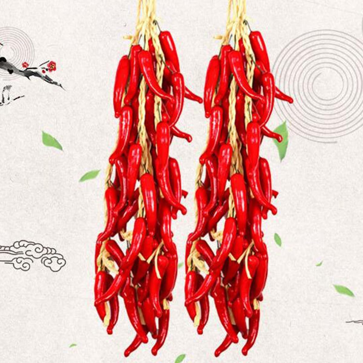 2 Strings Artificial Chili Pepper Hanging Decor