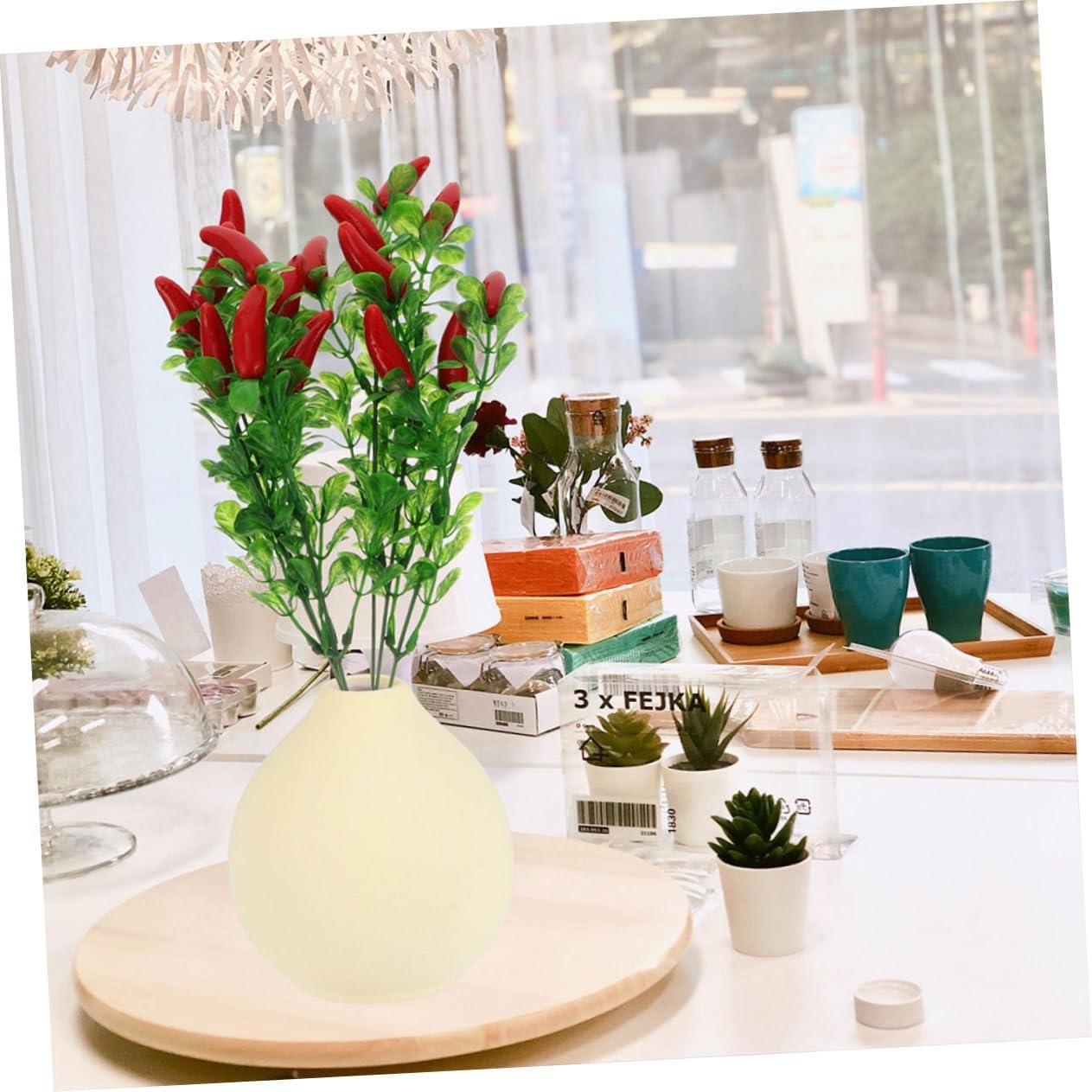 2Pcs Lifelike Artificial Chili Pepper Branches for Home Decor