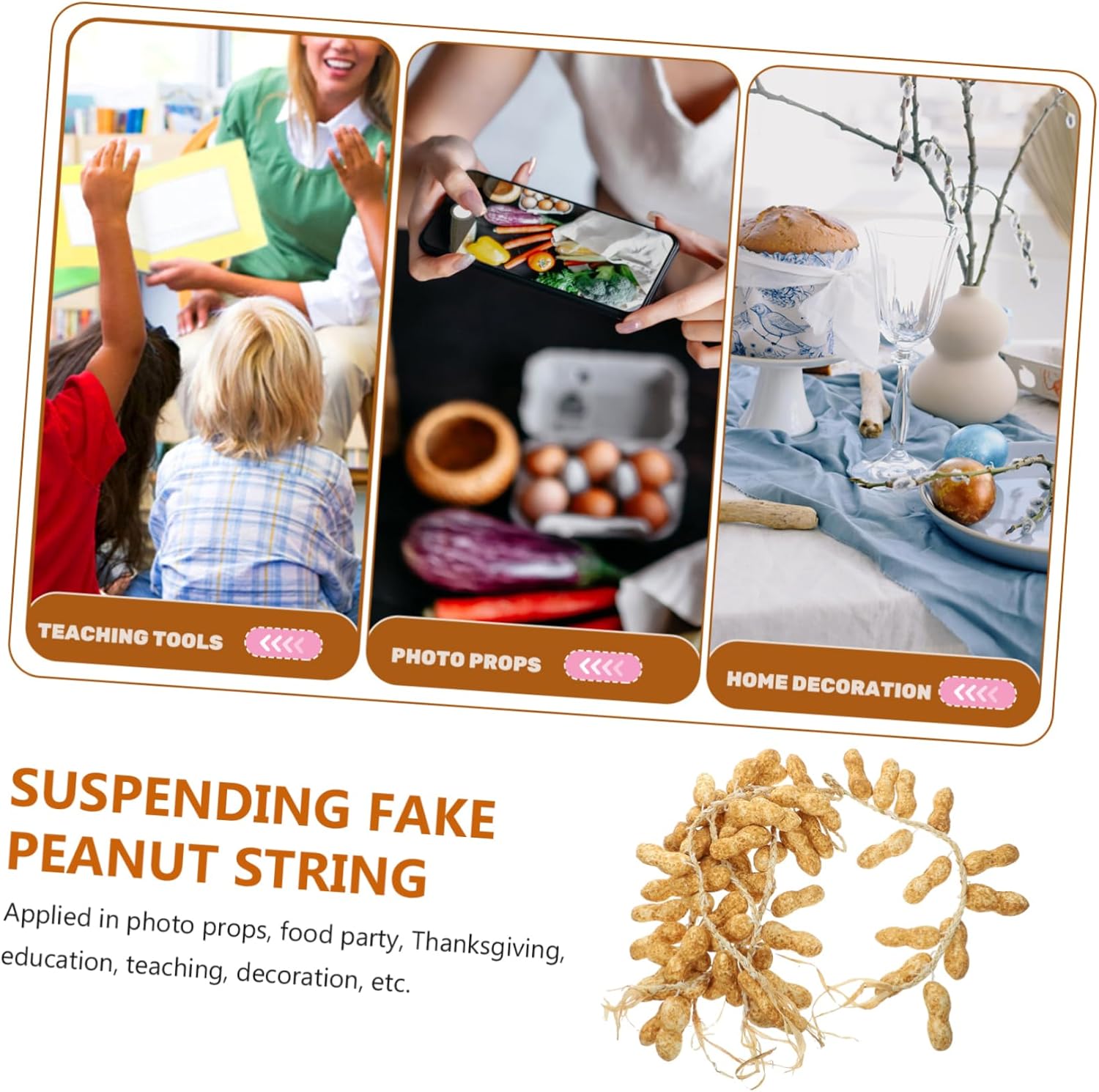 Wakauto 5Pcs Lifelike Hanging Peanut String Decor